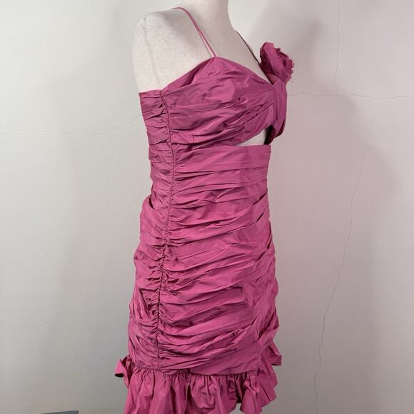 LoveShackFancy Jessilyn Dress Pomegranate Pink Cutout Ruched Mini NWT Size 12 - Picture 5 of 10